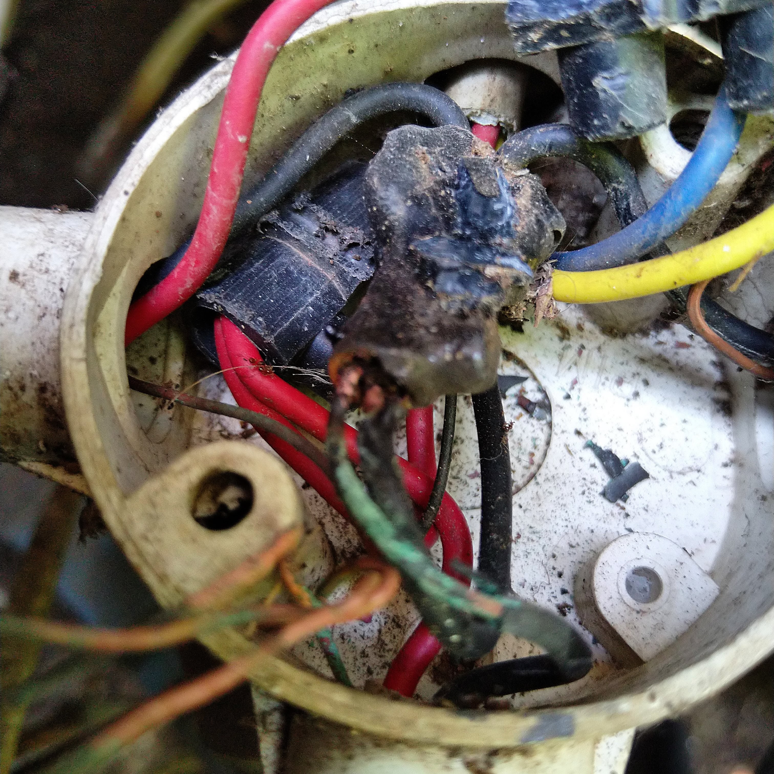 Burnt electrical connection found during a repair