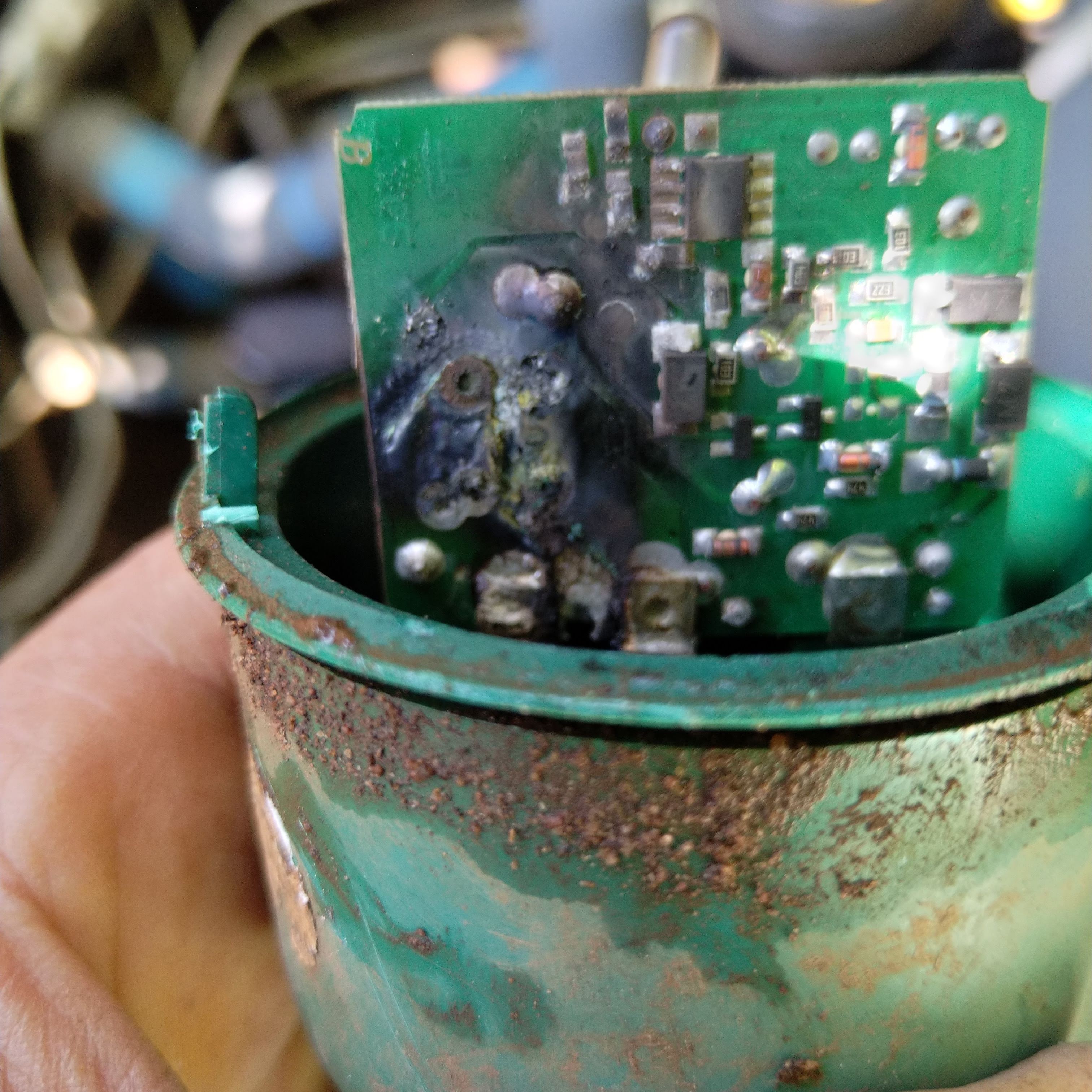 Burnt day-night switch that was replaced